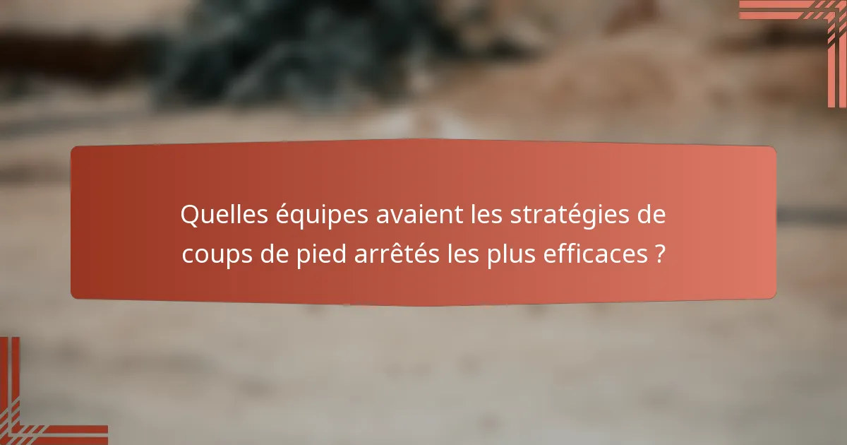 Quelles équipes avaient les stratégies de coups de pied arrêtés les plus efficaces ?