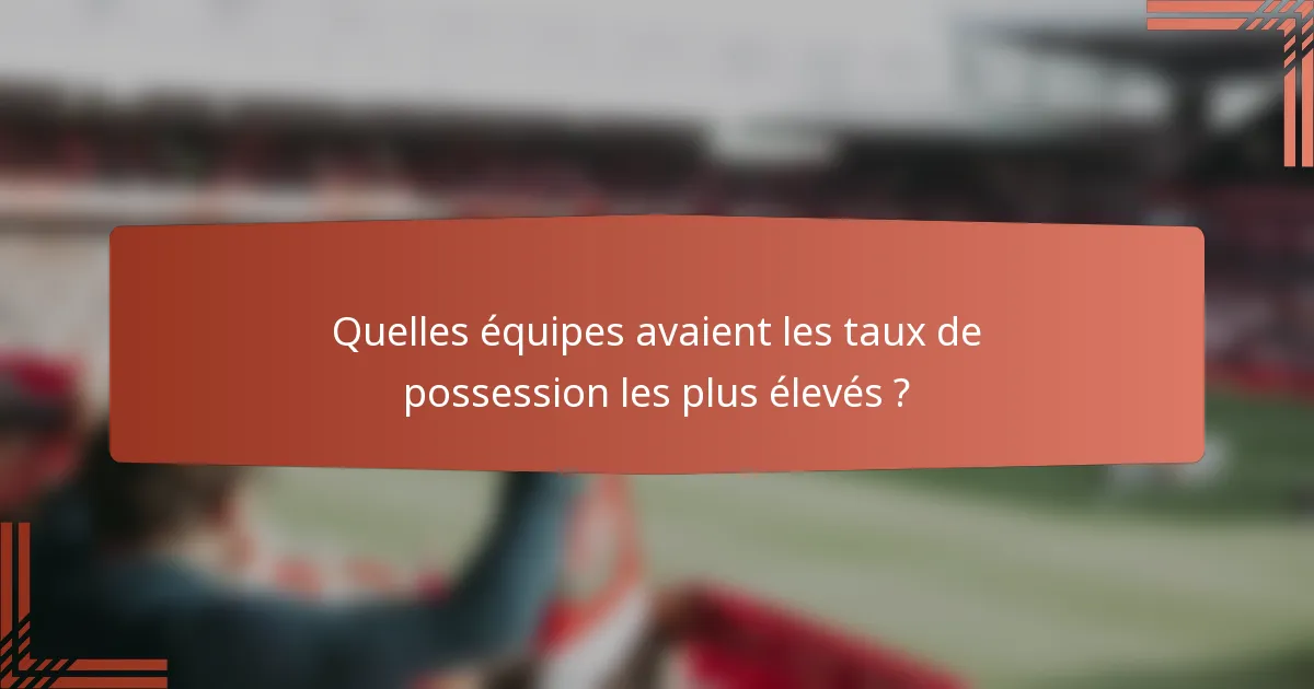 Quelles équipes avaient les taux de possession les plus élevés ?