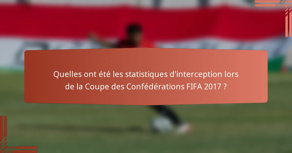 Quelles ont été les statistiques d'interception lors de la Coupe des Confédérations FIFA 2017 ?